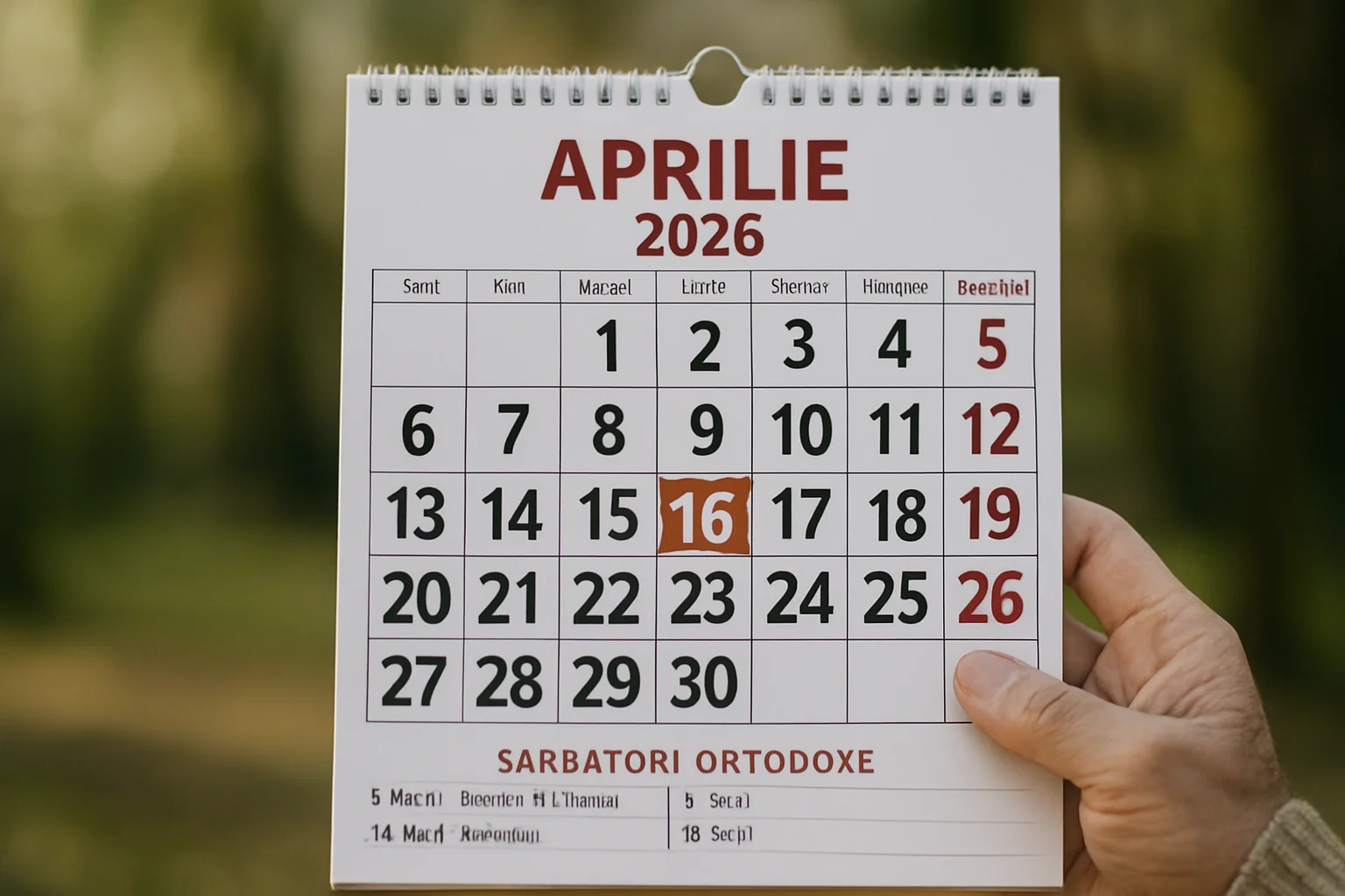 Calendar ortodox – 2026-04-16