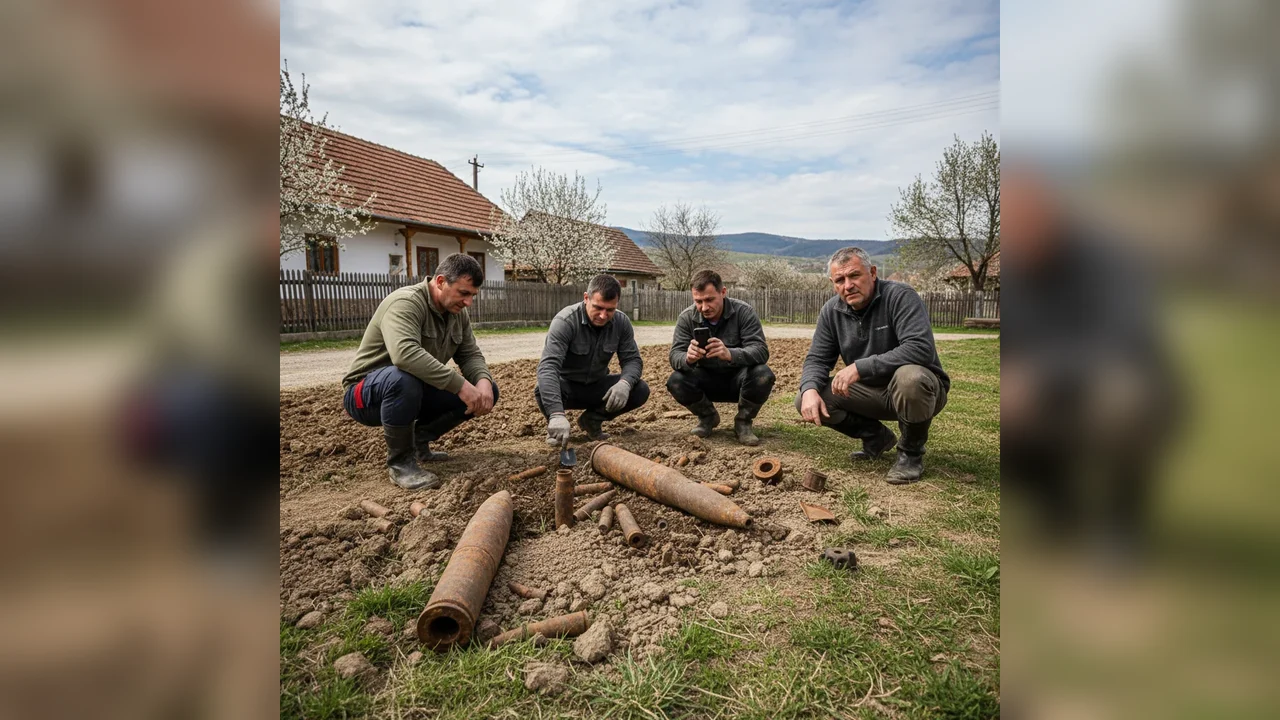 Muniție descoperită în curtea din Sâncrăieni după lucrări agricole