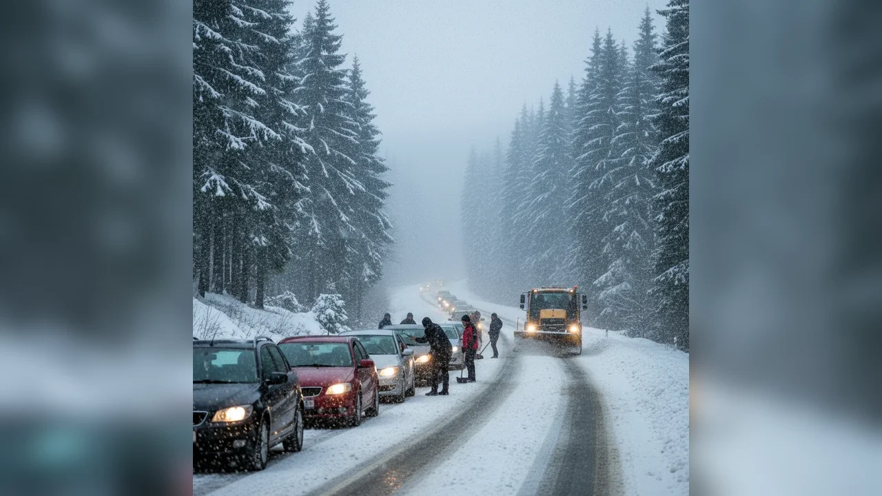 Ninsori abundente la Miercurea Ciuc: trafic îngreunat în județul Harghita