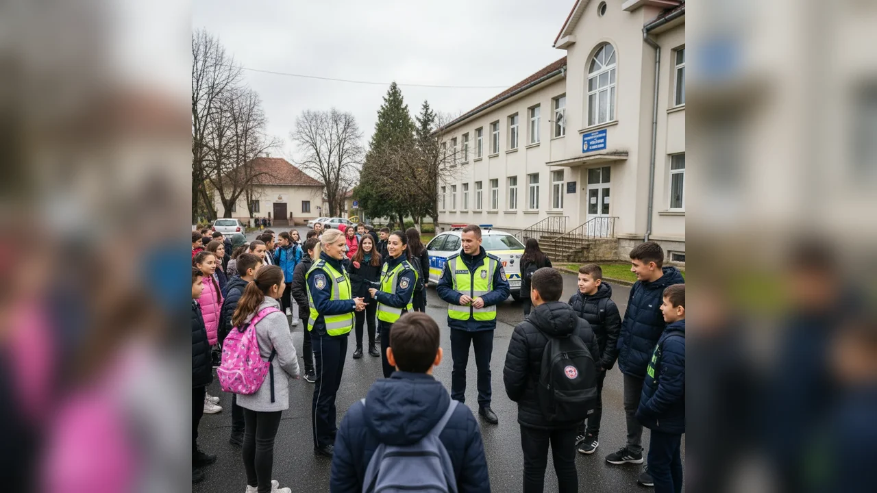Polițiștii din Cristuru Secuiesc asigură siguranța elevilor