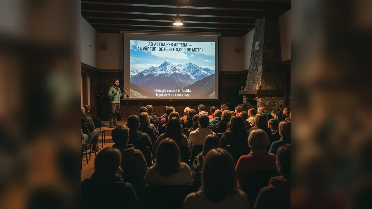 Proiecţie documentar Ad astra per aspera – 14 vârfuri de peste 8.000 m la Topliţa, cu Adrian Laza prezent