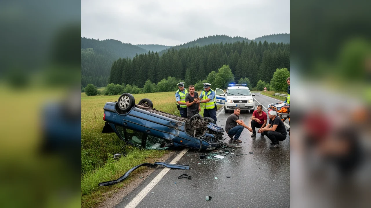 Șofer beat la volan provoacă accident rutier pe drumul Gheorgheni–Lăzarea, trei răniți