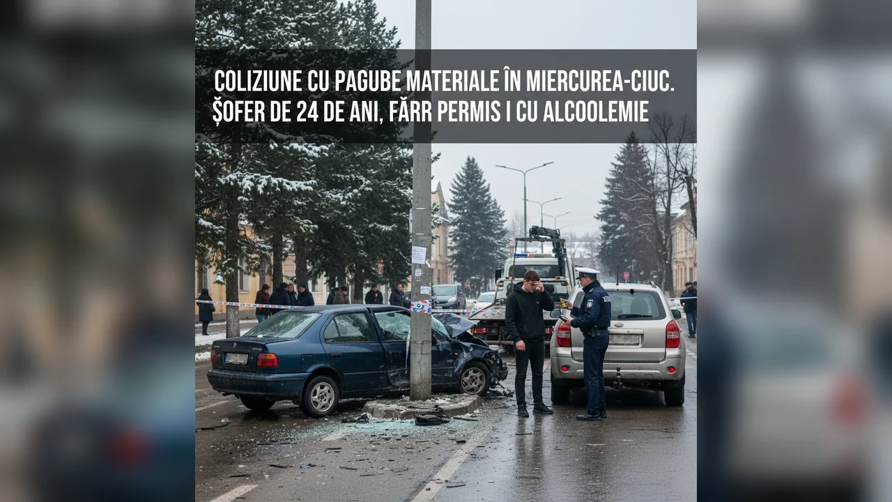 tânăr de 24 de ani fără permis, sub influența alcoolului, implicat în pagube materiale