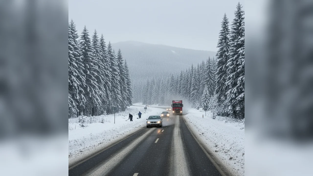 Trafic rutier în condiții de iarnă la Miercurea Ciuc, fără drumuri naționale blocate în Harghita