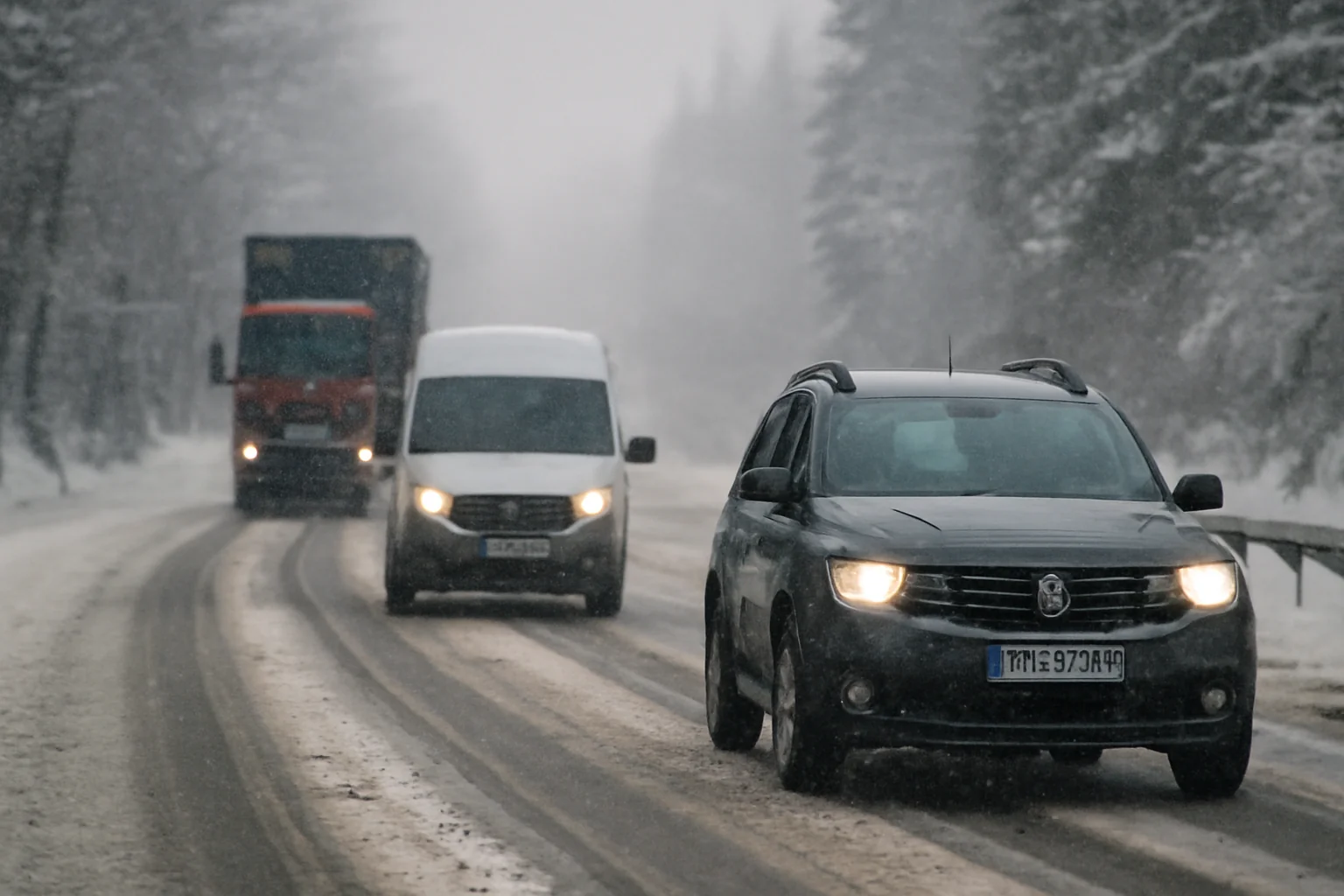 Trafic rutier în condiții de iarnă la Miercurea Ciuc și pe drumurile naționale din Harghita